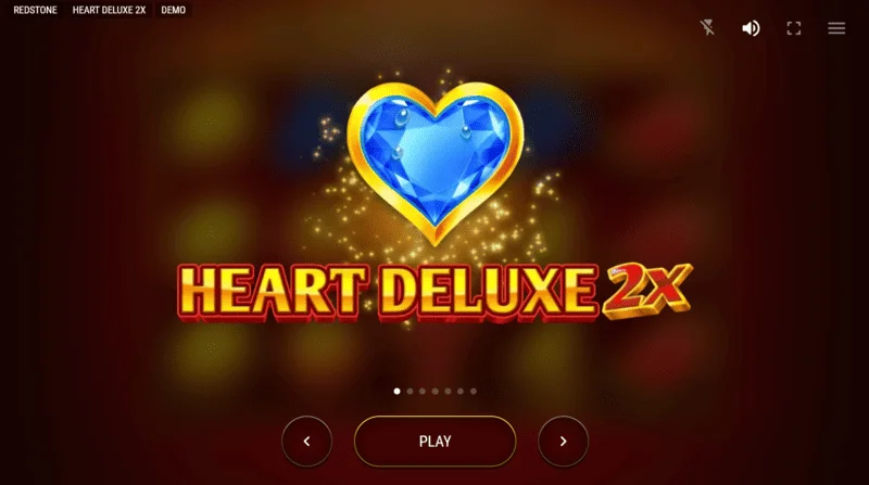 Heart Deluxe 2x - menu principal et écran de démarrage de la machine à sous